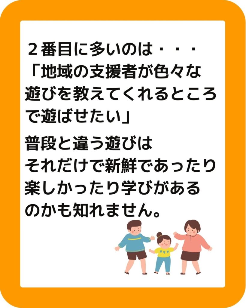 津山市子ども・子育て支援に関するアンケート調査の結果。地域の中でお子さんを遊ばせたい場所【地域の支援者】