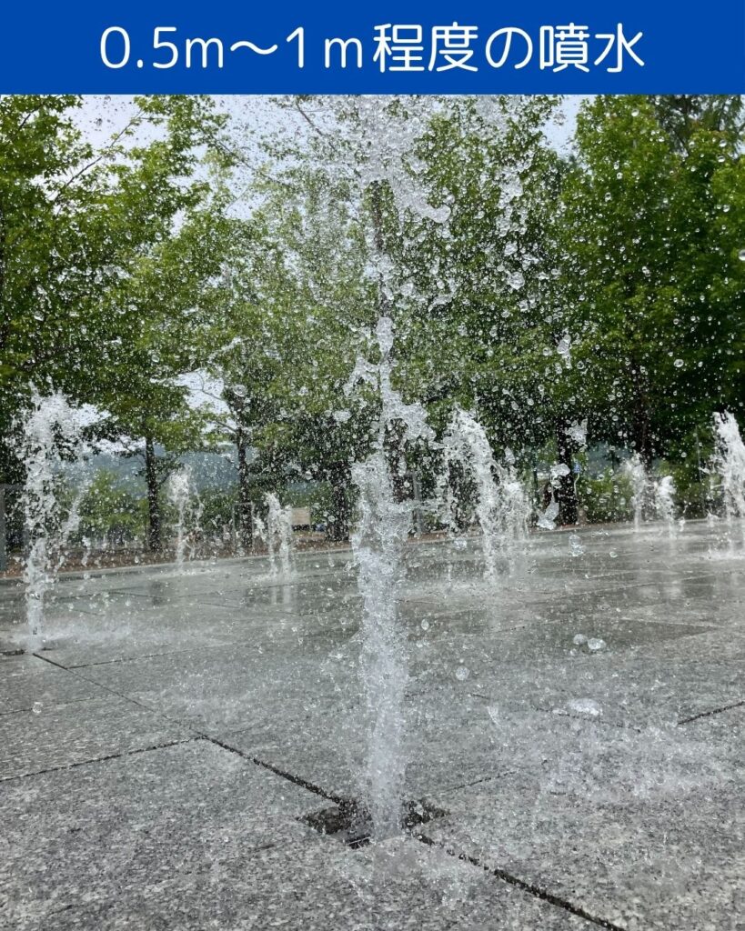 グリーンヒルズ津山の噴水広場。夏の風物詩。子どもが安全に楽しく水遊びが出来る場所。岡山県津山市