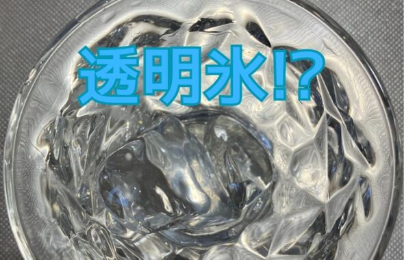 透明氷。市販の氷と家庭の冷凍庫の氷で溶け方の違いを比べてみる。小学生の夏休みの自由研究のヒント。